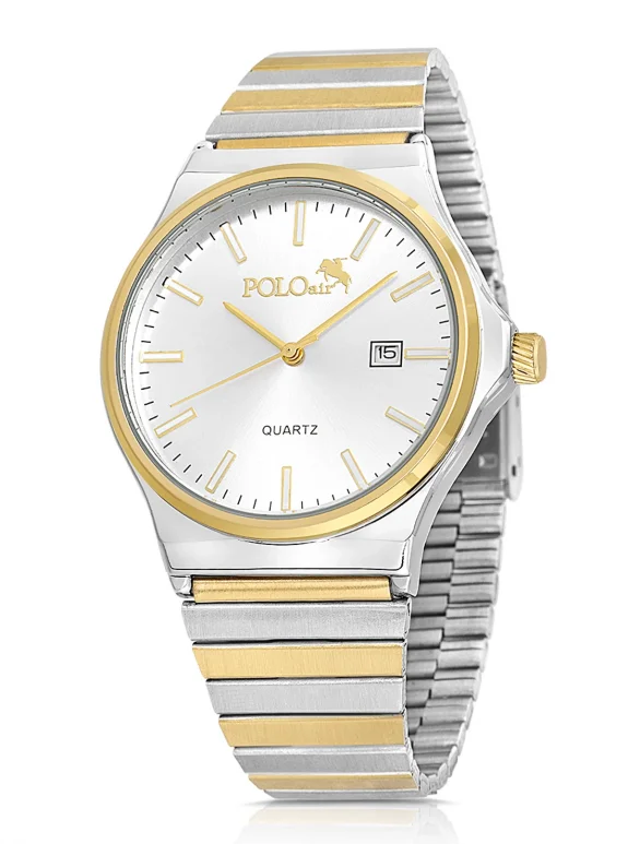 Hasır Metal Kordon Takvimli Erkek Kol Saati Gümüş Gold Renk Pl-7041E4X Altın Pl-7041E4X