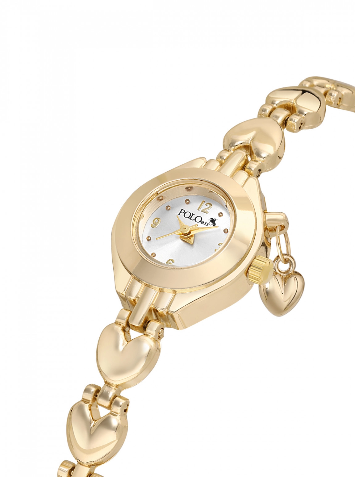 Kalp Charmlı Minik Kadın Kol Saati Ve Kalpli Bileklik Kombin Gold Renk Pl-1602B1