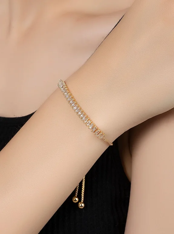 Kare Kasa Kadın Kol Saati Zirkon Taşlı Baget Bileklik Kombin Gümüş Gold Renk Pl-1544B3 Gold-Gümüş Pl-1544B3