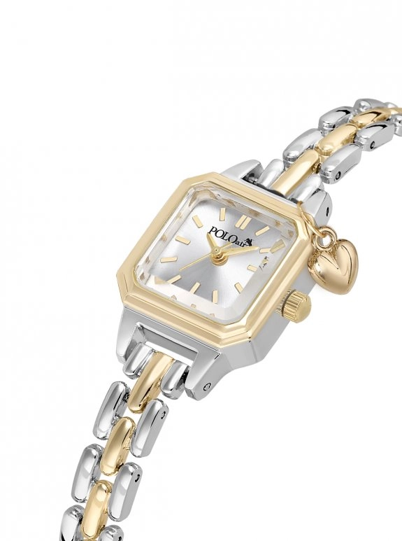 Kare Kasa Kalp Charmlı Kadın Kol Saati Gold Gümüş Renk Pl-1604B3X