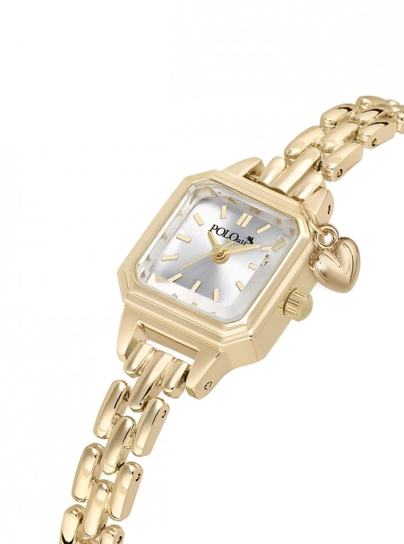 Kare Kasa Kalp Charmlı Kadın Kol Saati Gold Renk Pl-1604B1X