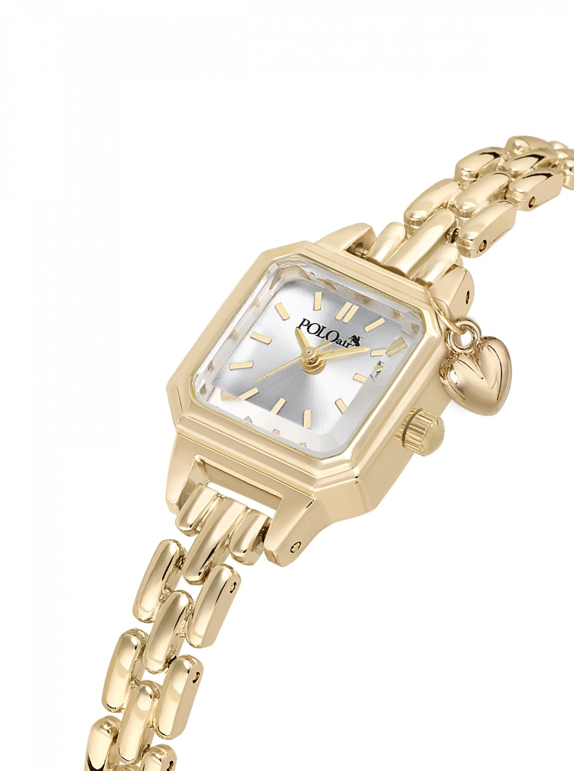 Kare Kasa Kalp Charmlı Kadın Kol Saati Ve Zirkon Taşlı Baget Bileklik Kombin Gold Renk Pl-1604B1