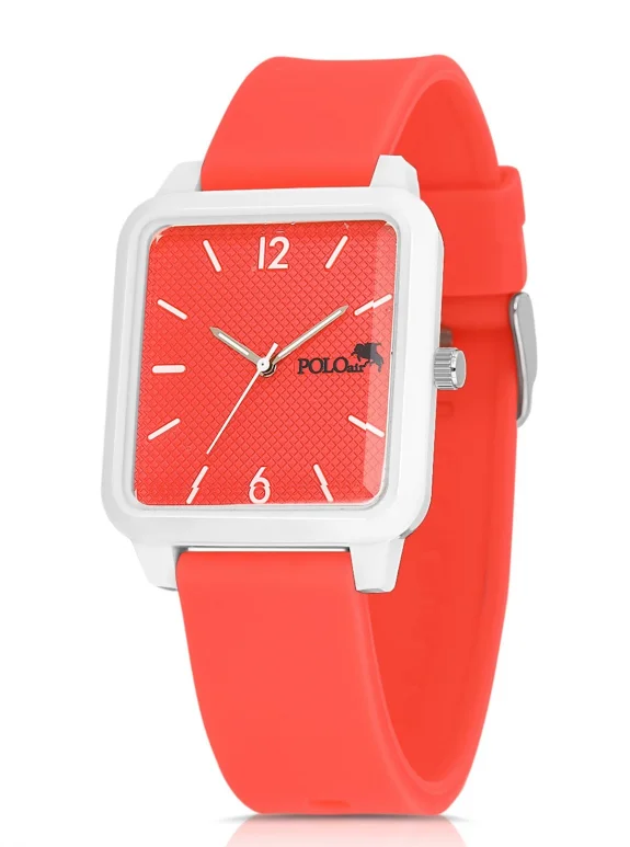 Kare Kasa Silikon Kordon Unisex Bay-Bayan Spor Kol Saati Fuşya Beyaz Renk Pl-1509B3X Fuşya-Beyaz Pl-1509B3X