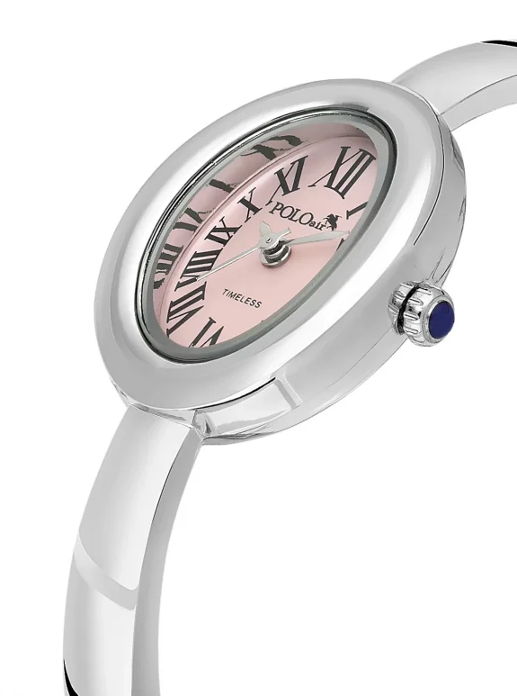 Kelepçeli Oval Kasa Kadın Kol Saati Yıldız Bileklik Kombin Gümüş Pembe Renk Pl-1589B3 Pembe Pl-1589B3