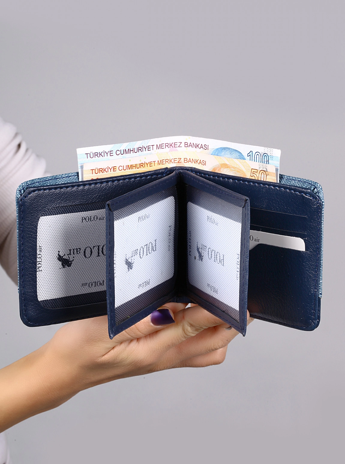 Klasik Erkek Kol Saati Cüzdan Kemer Kartlık Set Kombin Gümüş Lacivert Renk Pl-0997E2