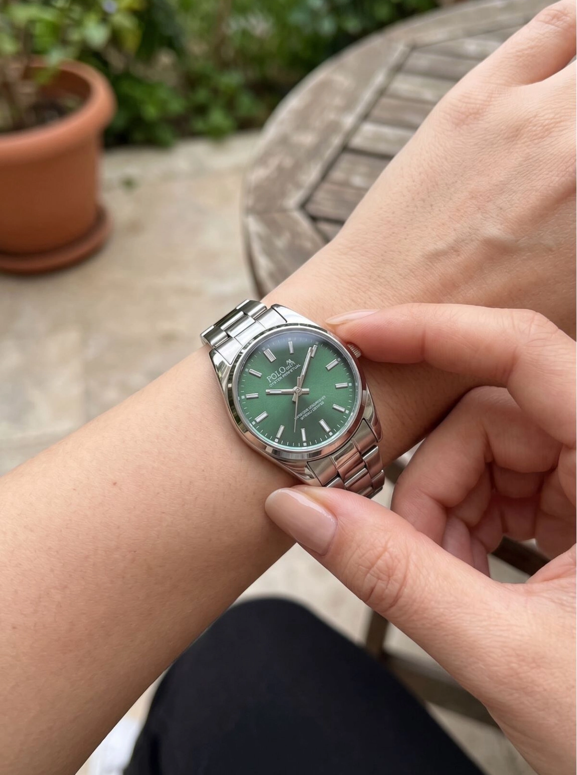 Klasik Kadın Kol Saati Gümüş Yeşil Renk Pl-1610B4X