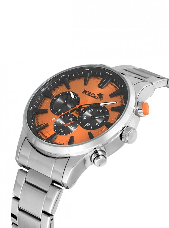 Klasik Metal Erkek Kol Saati Gümüş Turuncu Renk Pl-0975E5X