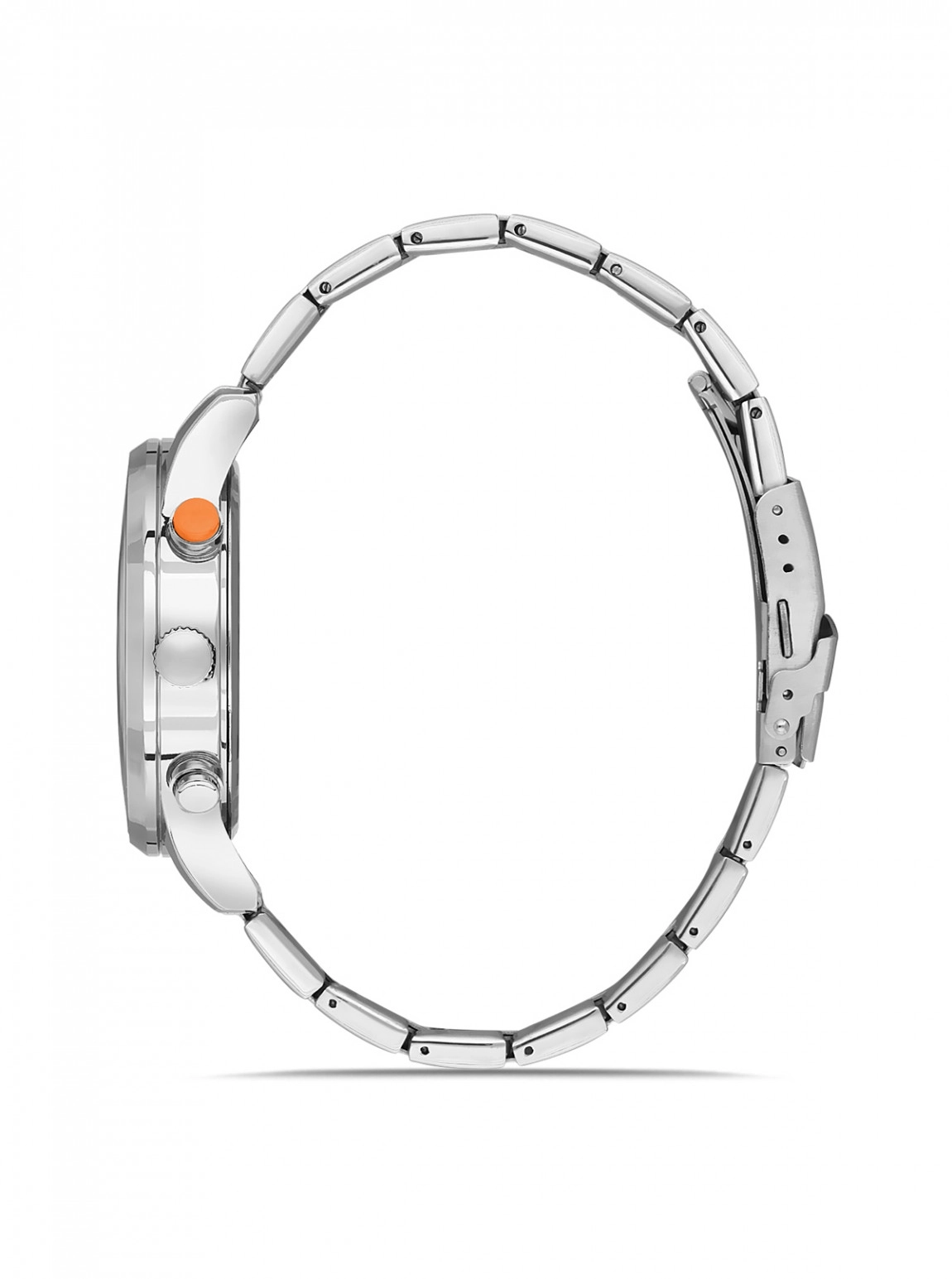 Klasik Metal Erkek Kol Saati Gümüş Turuncu Renk Pl-0975E5X