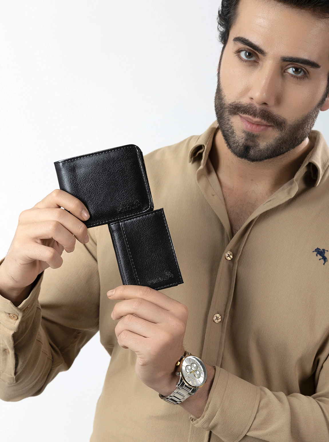 Klasik Metal Kordon Erkek Kol Saati Kemer Cüzdan Kartlık Parfüm Damat Kutusunda Set Siyah Renk Dt-012E1
