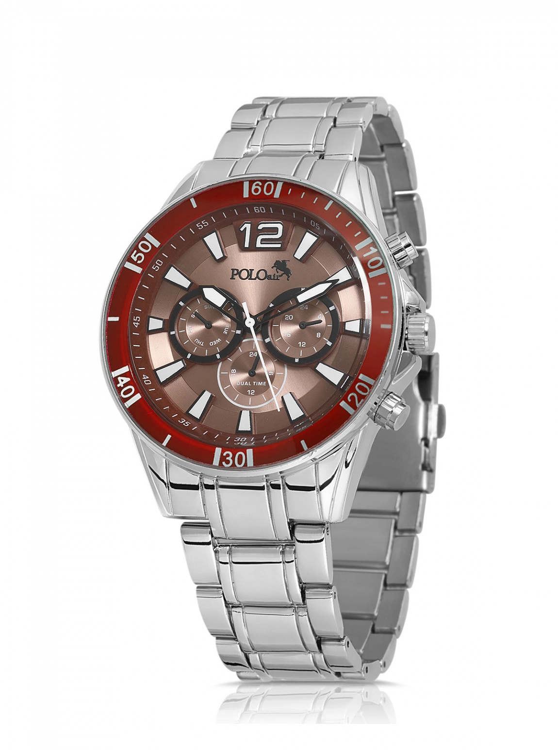 Lüx Metal Erkek Kol Saati Bordo Kasa Coffy Kadran Renk Pl-0971E4X
