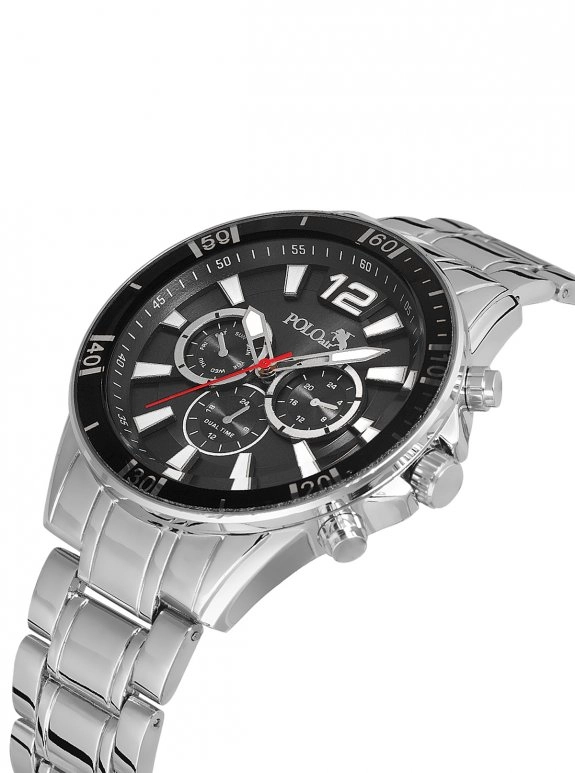 Lüx Metal Erkek Kol Saati Gümüş Siyah Renk Pl-0971E5X