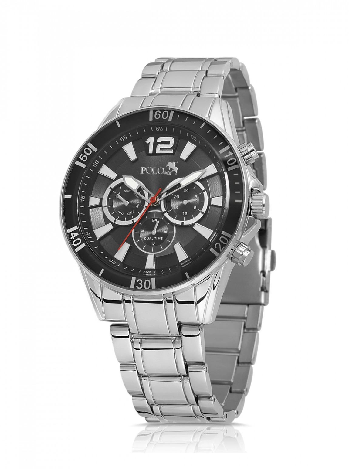 Lüx Metal Erkek Kol Saati Gümüş Siyah Renk Pl-0971E5X