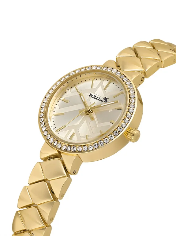 Lüx Taşlı Baklava Desen Kadın Kol Saati Dorika Bileklik Kombin Gold Renk Pl-1537B1 Gold Pl-1537B1
