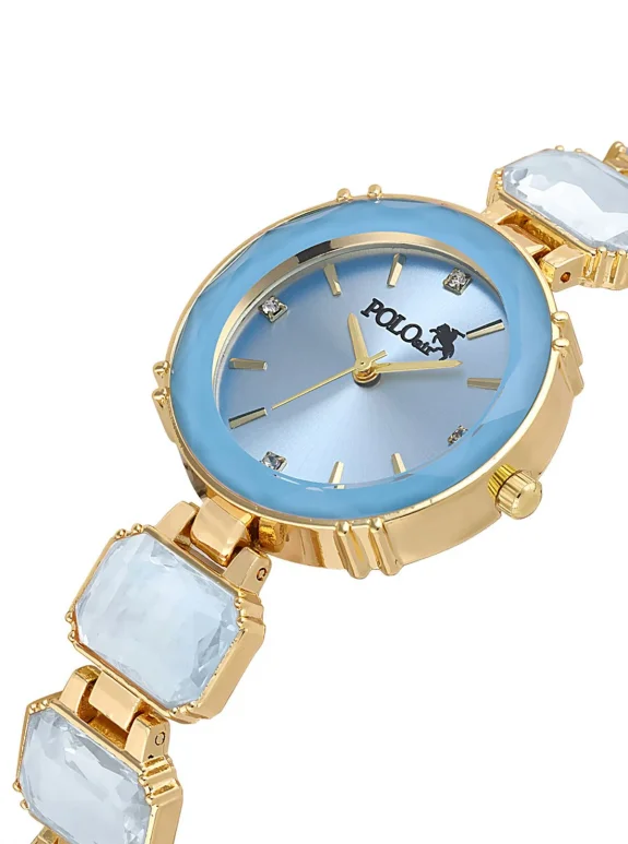 Lüx Taşlı Kadın Kol Saati Parfüm Bordo Hediyelik Kutsunda Set Mavi Gold Renk St-2173S4 Mavi-Gold St-2173S4