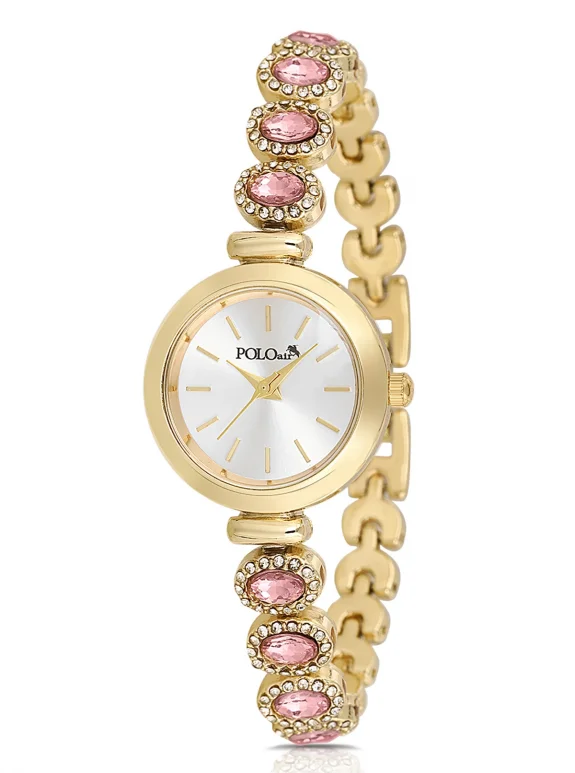 Lüx Taşlı Kordon Kadın Kol Saati Gold Pembe Renk Pl-1574B4X Pembe Pl-1574B4X