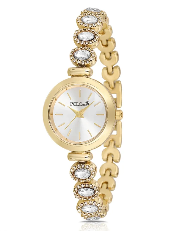 Lüx Taşlı Kordon Kadın Kol Saati Yıldız Bileklik Kombin Gold Renk Pl-1574B1 Altın Pl-1574B1