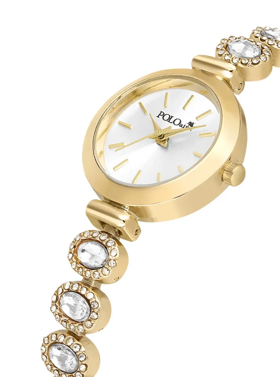 Lüx Taşlı Kordon Kadın Kol Saati Yıldız Bileklik Kombin Gold Renk Pl-1574B1 Altın Pl-1574B1