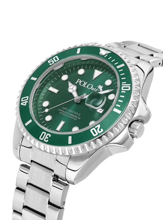 Mercek Takvimli Erkek Kol Saati Ve 55 Ml Parfüm Seti Gümüş Yeşil Renk St-5013E4 Yeşil St-5013E4