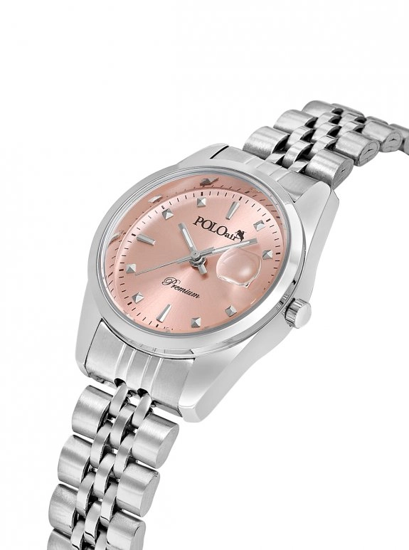 Mercek Takvimli Kadın Kol Saati Gümüş Pembe Renk Pl-1611B4X