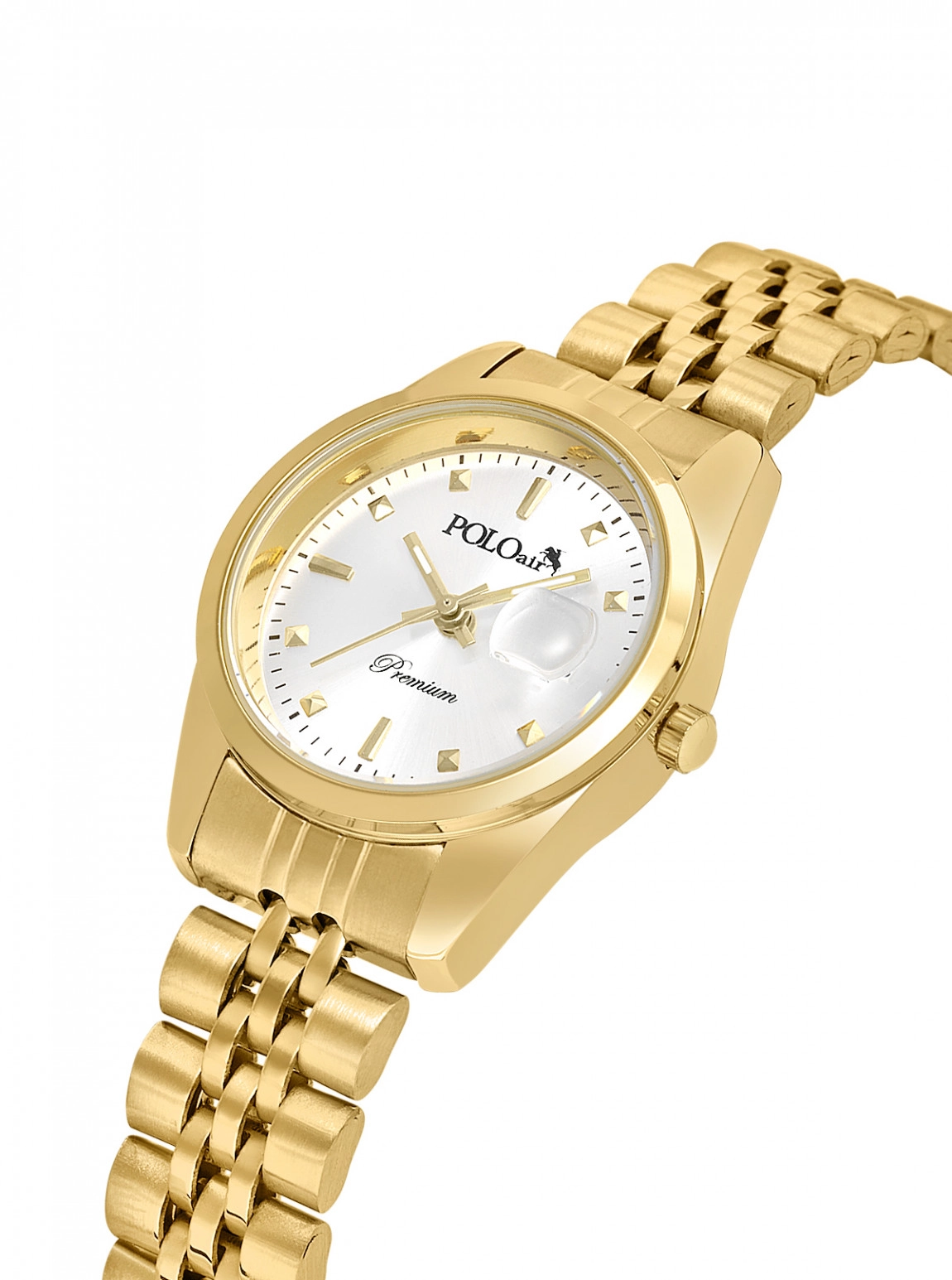 Mercek Takvimli Kadın Kol Saati Ve Halka Bileklik Kombin Gold Renk Pl-1611B1