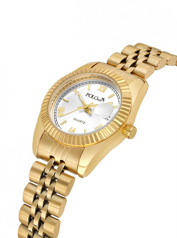 Mercek Takvimli Klasik Kadın Kol Saati Gold Renk Pl-1622B1X