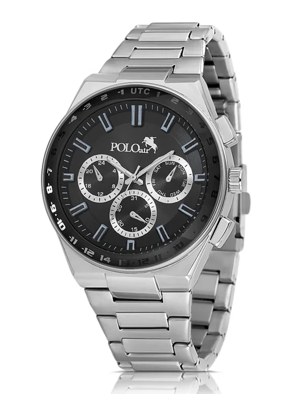 Metal Kasa Erkek Kol Saati Gümüş Siyah Renk Pl-0990E3X Siyah-Gümüş Pl-0990E3X