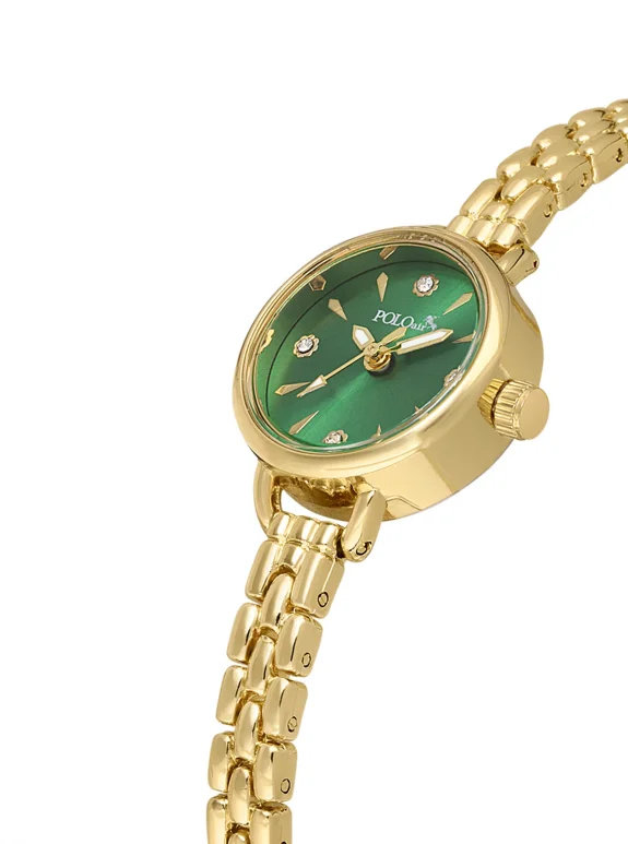 Minimal Kadın Kol Saati Xoxo Bileklik Kombin Gold Yeşil Renk Pl-1581B1 Altın Pl-1581B1