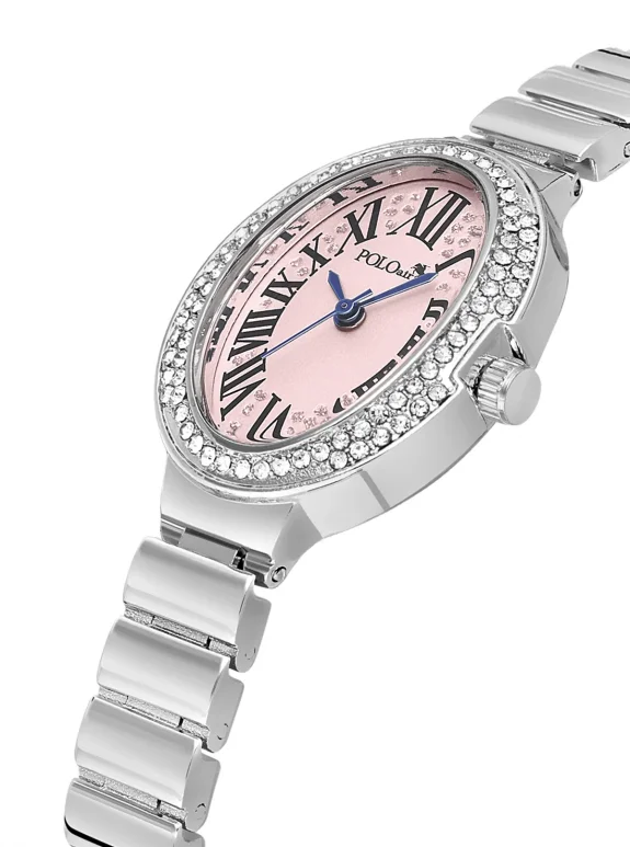 Oval Kasa Kadın Kol Saati Oval Bileklik Kombin Gümüş Pembe Renk Pl-1568B3 Pembe Pl-1568B3
