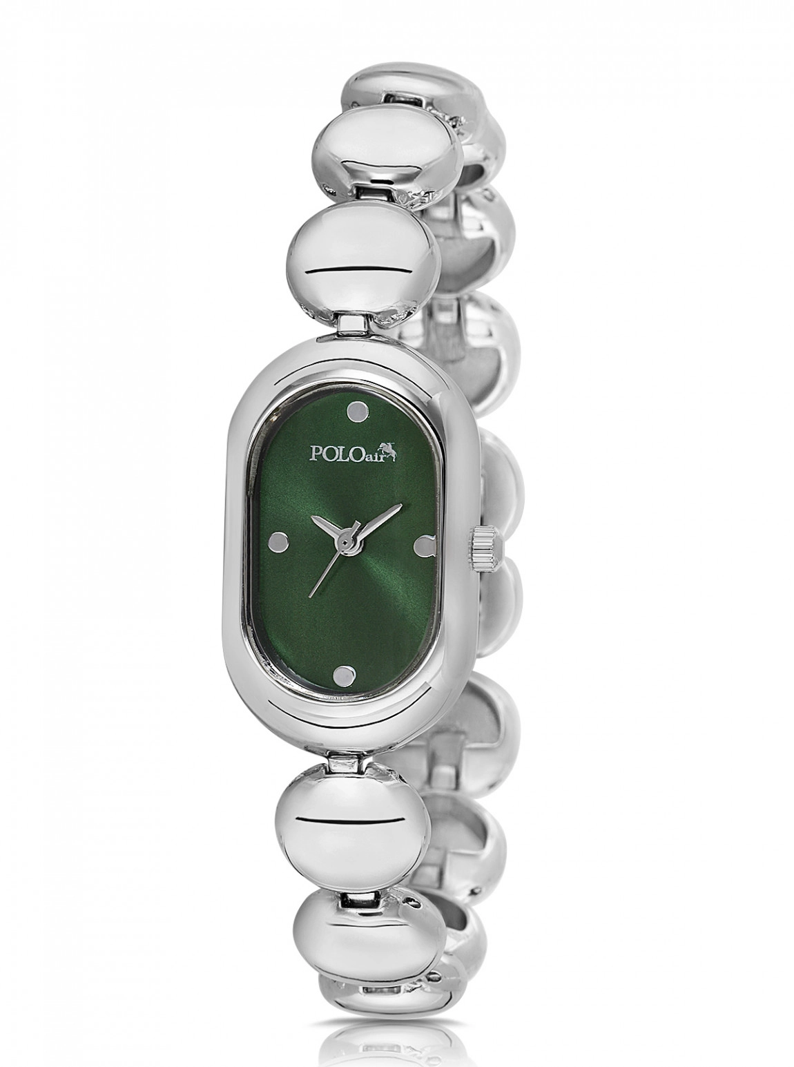 Oval Kasa Kadın Kol Saati Ve Dorika Bileklik Kombin Gümüş Yeşil Renk Pl-1596B3