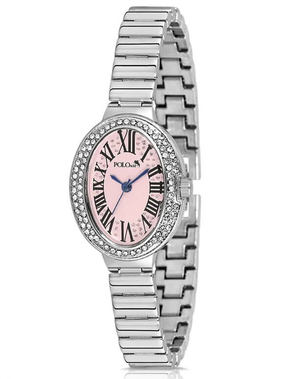 Oval Kasa Romen Rakamlı Kadın Kol Saati Gümüş Pembe Renk Pl-1568B3X Pembe Pl-1568B3X