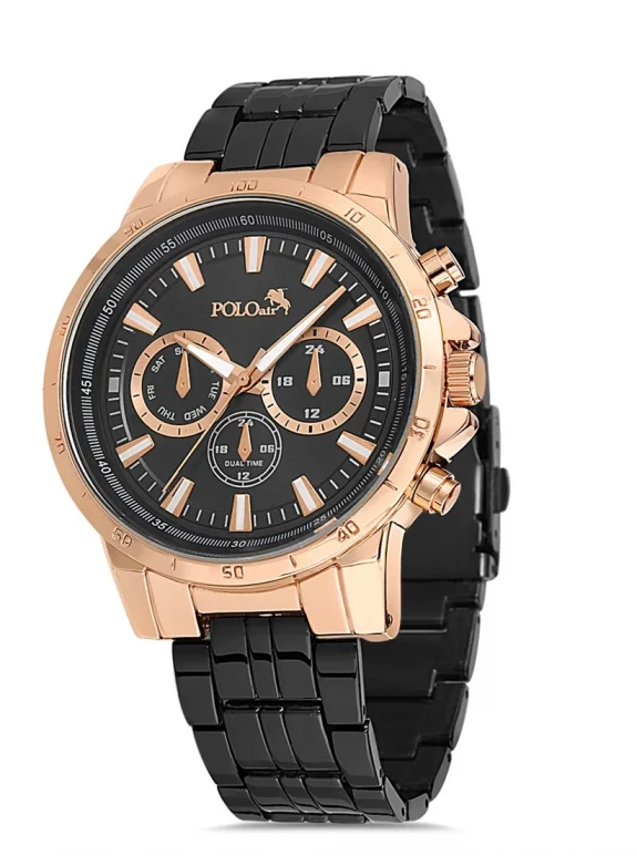 Polo Air Spor Kasa Erkek Kol Saati Siyah-Bakır Renk PL-0702E2x