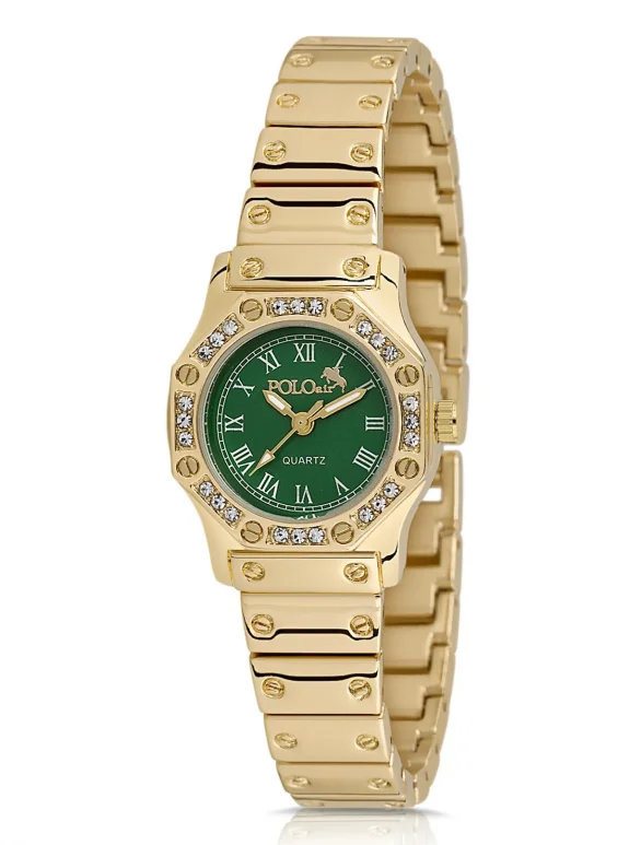 Romen Rakamlı Vintage Kadın Kol Saati Gold Yeşil Pl-1502B3X Gold-Yeşil Pl-1502B3X