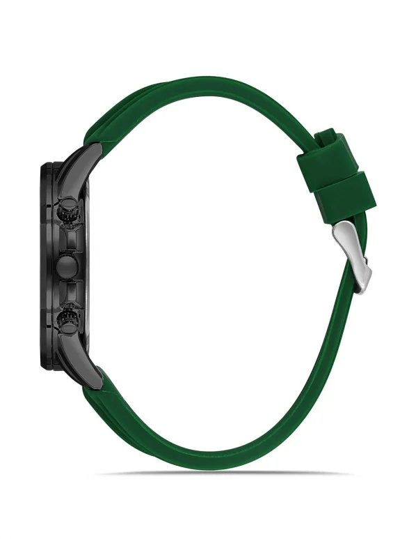 Silikon Kordon Renkli Cam Erkek Kol Saati Koyu Yeşil Siyah Renk Pl-0986E5X Koyu Yeşil-Siyah Pl-0986E5X