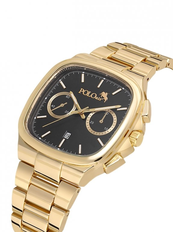 Takvimli Kare Kasa Erkek Kol Saati Gold Siyah Renk Pl-7086E6X