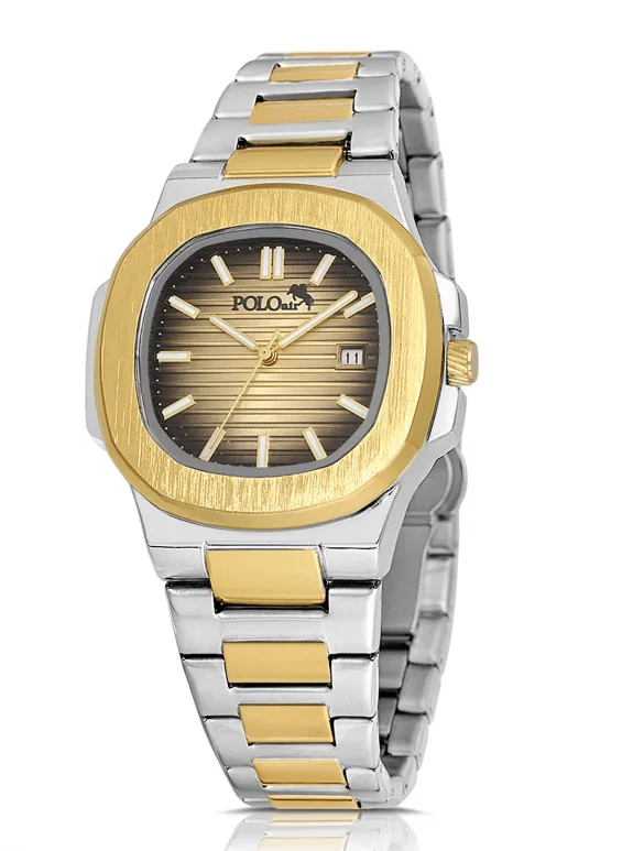 Takvimli Kare Kasa Mat Gold Gümüş Renk Pl-7042E3X Altın - Gümüş Pl-7042E3X