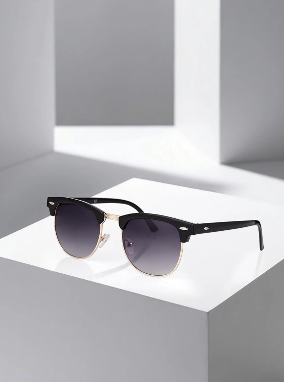 Unisex Güneş Gözlüğü Uv400 Koruma Siyah Renk Çerçeve Gold Plg-2076C1