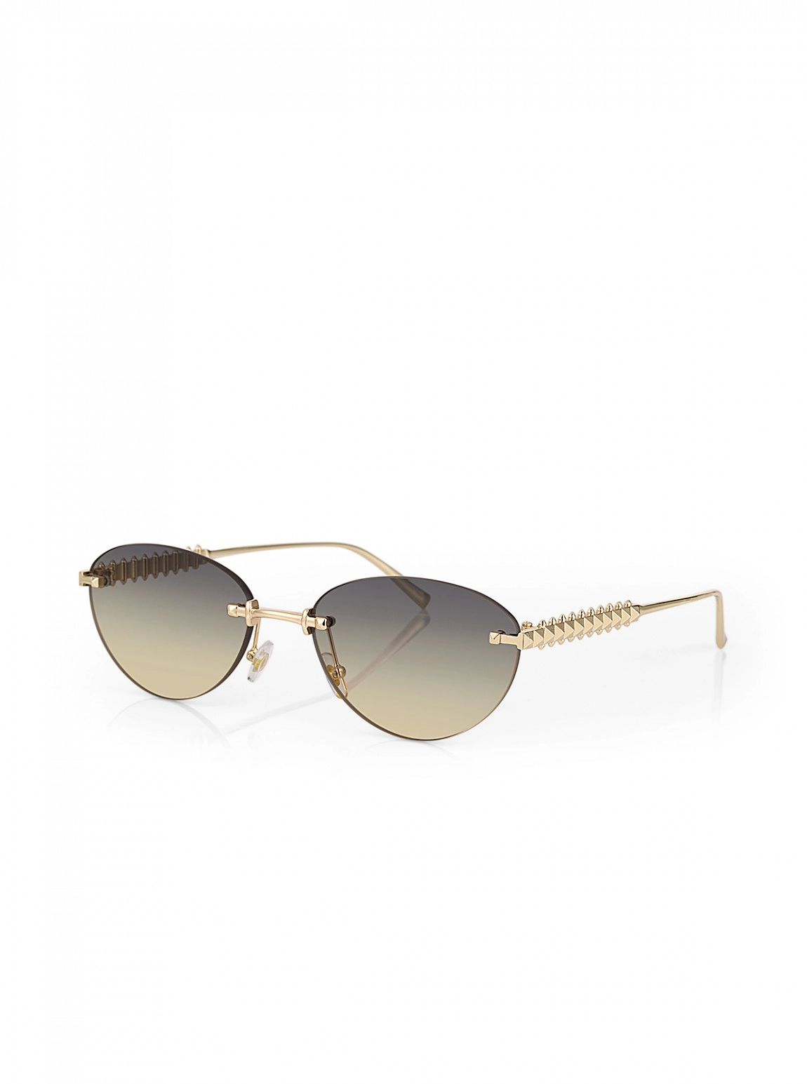 Uv400 Korumalı Çerçevesiz Cat Eye Kadın Güneş Gözlüğü Gold Renk Plg-2122C3
