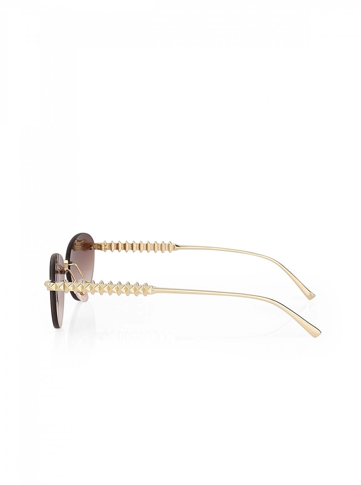 Uv400 Korumalı Çerçevesiz Cat Eye Kadın Güneş Gözlüğü Kahverengi Gold Renk Plg-2122C2