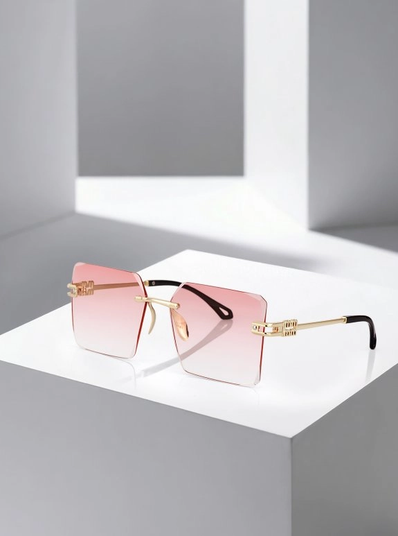Uv400 Korumalı Kare Degrade Kadın Güneş Gözlüğü Pembe Siyah Gold Renk Plg-2125C3