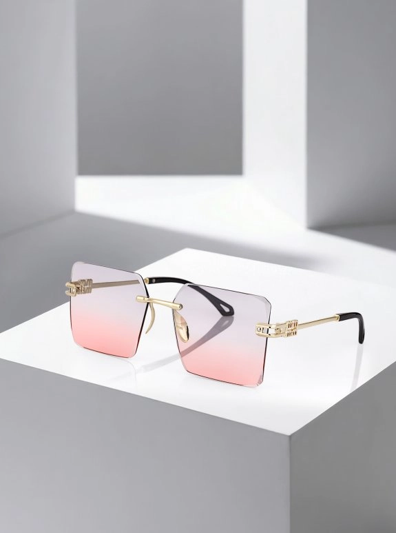 Uv400 Korumalı Kare Degrade Kadın Güneş Gözlüğü Siyah Gold Pembe Renk Plg-2125C4