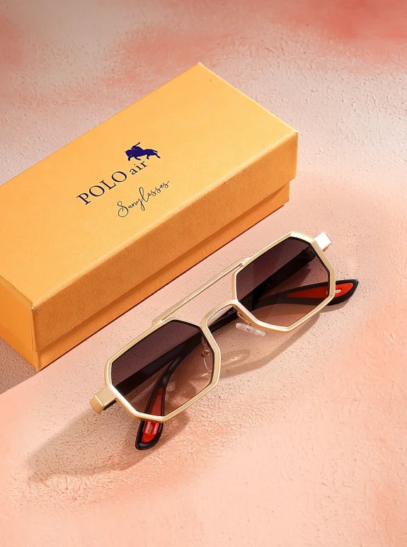 Uv400 Korumalı Metal Çerçeve Plastik Sap Unisex Güneş Gözlük Gold Siyah Kızıl Bakır Renk Plg-2102C6 Gold-Siyah-Bakır Kızıl Plg-2102C6