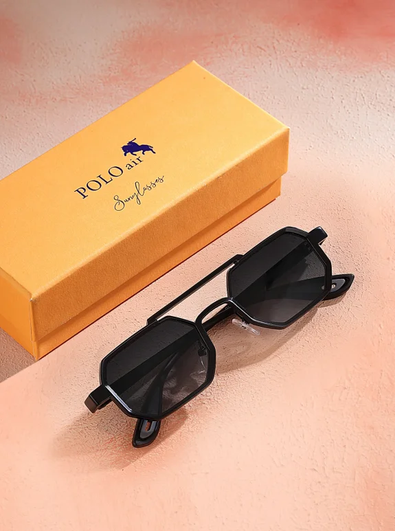 Uv400 Korumalı Metal Çerçeve Plastik Sap Unisex Güneş Gözlük Siyah Renk Plg-2102C1 Siyah Plg-2102C1