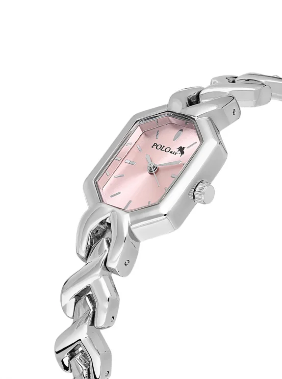 Vintage Kadın Kol Saati Oval Model Bileklik Kombin Gümüş Pembe Renk Pl-1564B5 Pembe - Gümüş Pl-1564B5