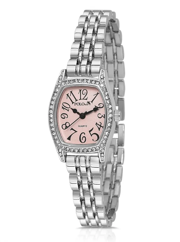 Vintage Rakamlı Kadın Kol Saati Yıldız Bileklik Kombin Gümüş Pembe Renk Pl-1595B3 Pembe Pl-1595B3