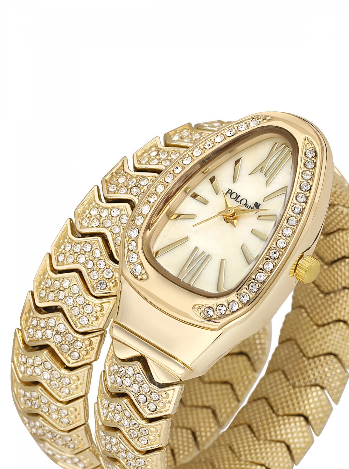 Yılan Model Lüx Taşlı Kadın Kol Saati Gold Renk Pl-1614B1X