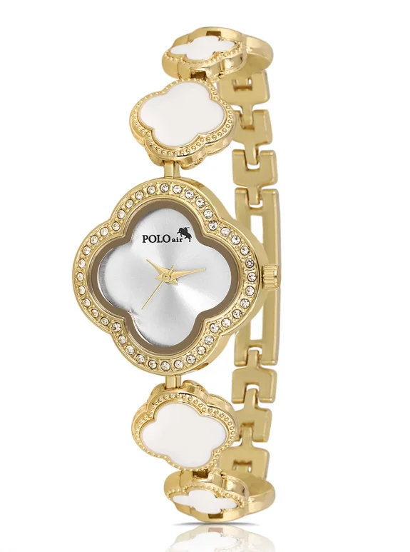 Yonca Desenli Kadın Kol Saati Gold Beyaz Renk Pl-1559B1X Gold-Beyaz Pl-1559B1X