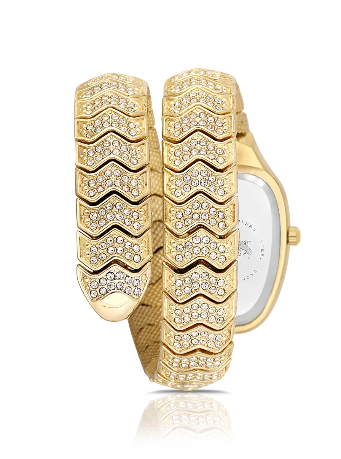 Yılan Model Lüx Taşlı Kadın Kol Saati Gold Renk Pl-1614B1X